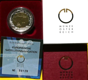 25 EURO AUSTRIA 2006 ORBITALNA NAWIGACJA SATELITARNA SREBRO NIOB